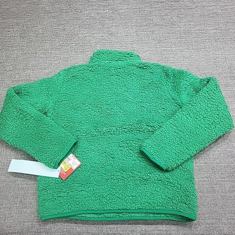 Kids Boys Girls Cozy Lounge Sherpa Sweatshirt Pullover Large Size 10/12 Green